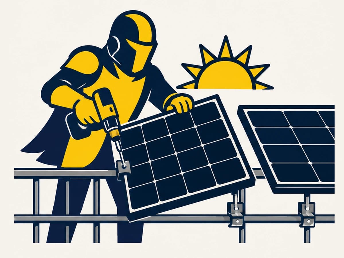 Montage: Solarmodul wird befestigt